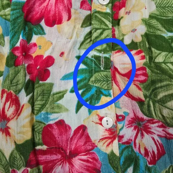 Vtg Bila Tropical Green Button Down Dress Midi Length Floral Colorful Beach S - Picture 8 of 13